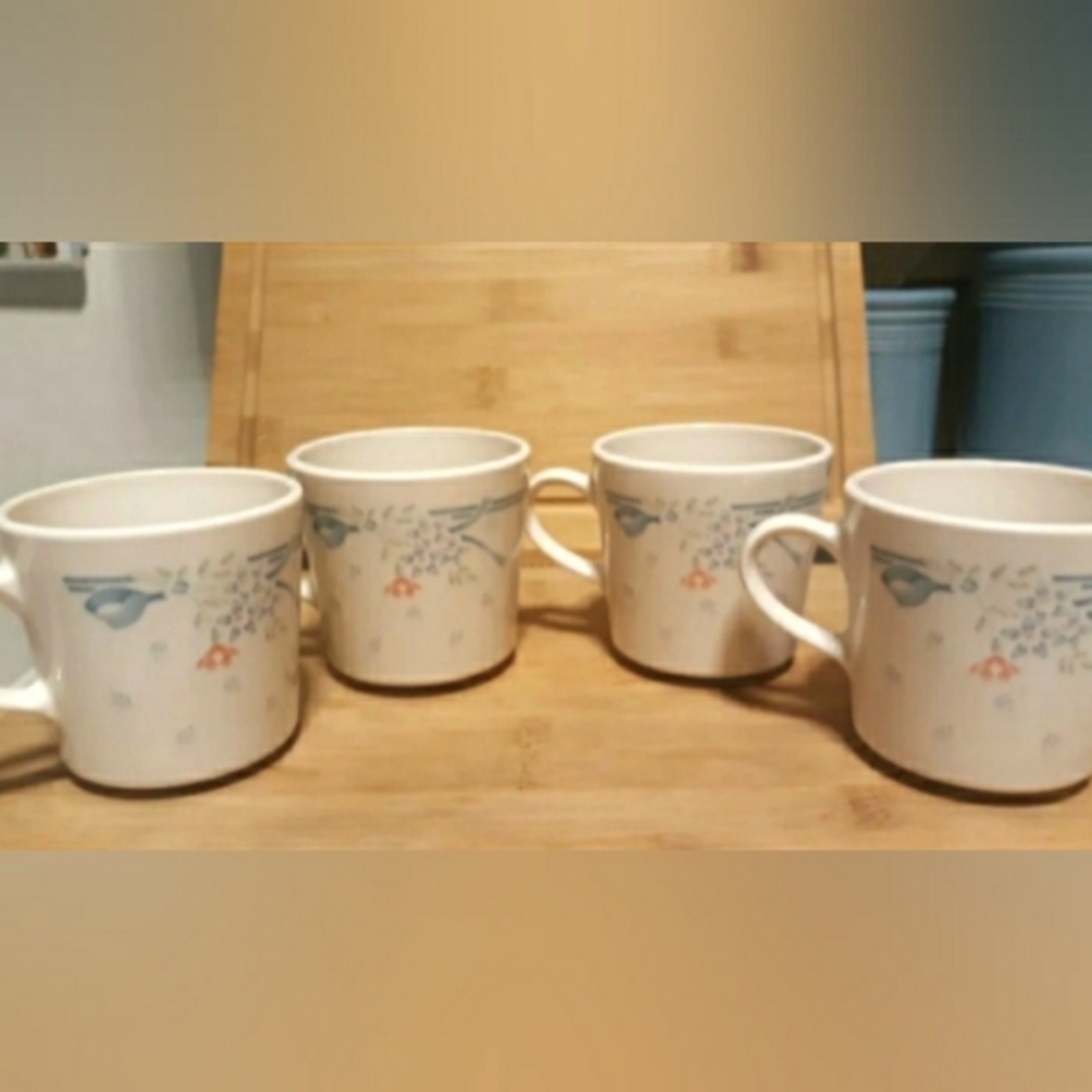 4 Vintage Corelle Symphony Flat Coffee Cups Good PreOwned Condition